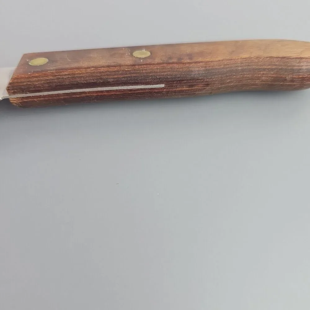 Vintage 8 inch Blade Utica Stainless Super Edge Knife Wood Handle 13 in Carving